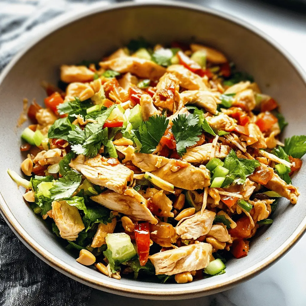 Looking for a fresh and crunchy meal? This Asian Chopped Chicken Salad with Peanut Dressing is packed with vibrant veggies and succulent chicken, all tossed in a creamy, house-made peanut dressing. Perfect for lunch or a light dinner, this recipe is simple, satisfying, and full of flavor. Save this pin to enjoy a delicious, nutritious meal anytime you need a boost!