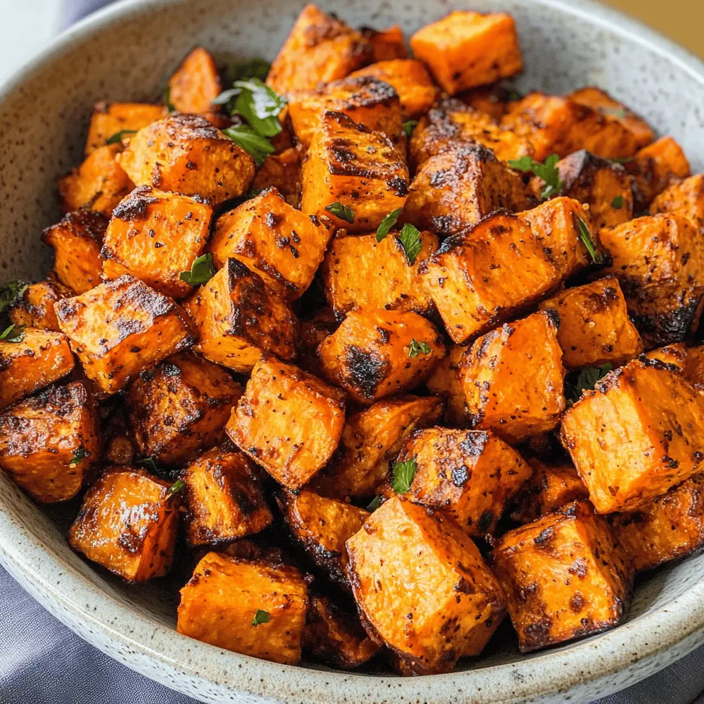 Enjoy the perfect side dish with these Easy Roasted Sweet Potato Cubes! Roasted until crispy and caramelized, they are packed with flavor and nutrients. This simple recipe uses just a few ingredients for a deliciously healthy addition to any meal. Save this pin to whip up these delightful cubes for your next holiday gathering or family dinner!