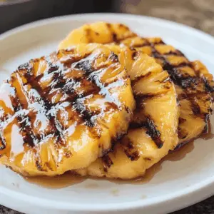 Sweet and smoky, this Grilled Pineapple with Brown Sugar Rum Glaze is a summertime must-try! Perfectly caramelized with a hint of rum, this dish makes a delightful dessert or a unique topping for grilled meats. Save this recipe for your next BBQ or tropical-themed party! Your taste buds will thank you. 🍍✨