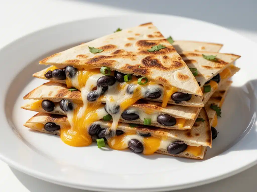 Home 1 Back to School Cheesy Quesadilla Triangles with Black Beans - featured image
