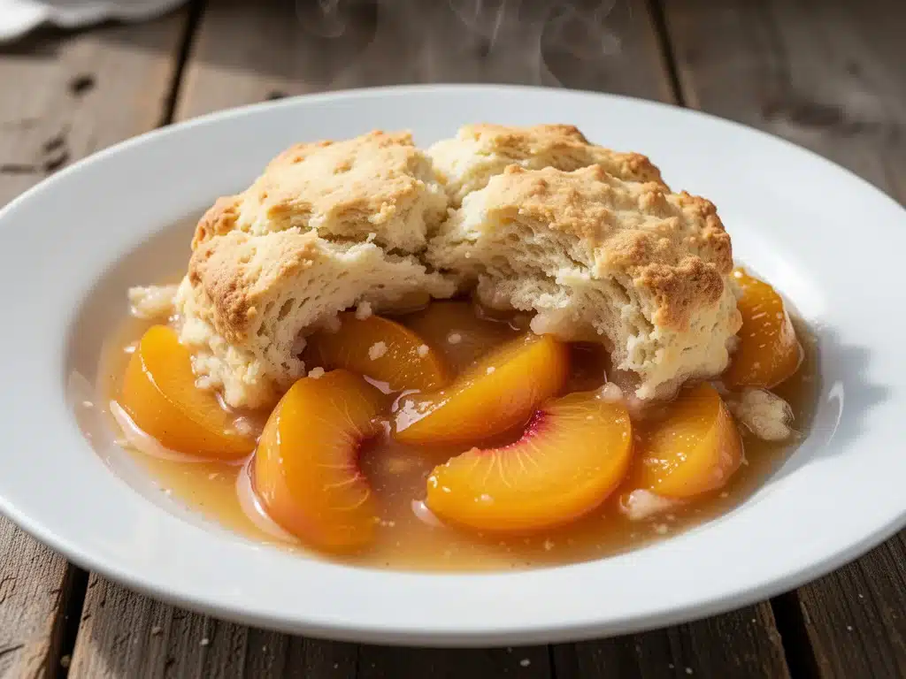 buttermilk biscuit peach cobbler - featured image