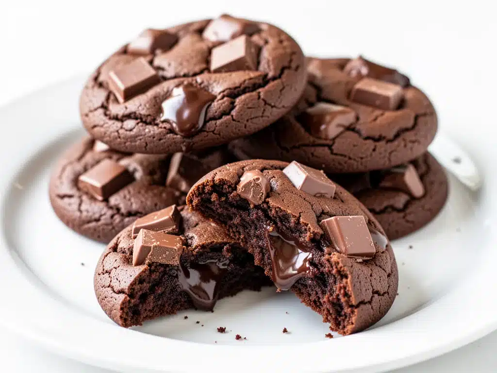 chewy double chocolate chunk cookies - featured image