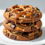 chewy salted caramel pretzel cookies - featured image