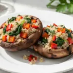 creamy quinoa stuffed portobello mushrooms - featured image