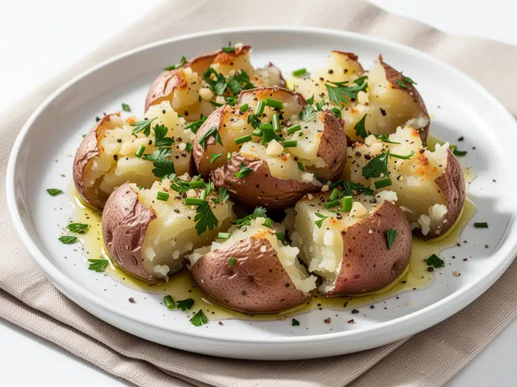 Home 2 Crispy Garlic Herb Smashed Red Potatoes - featured image