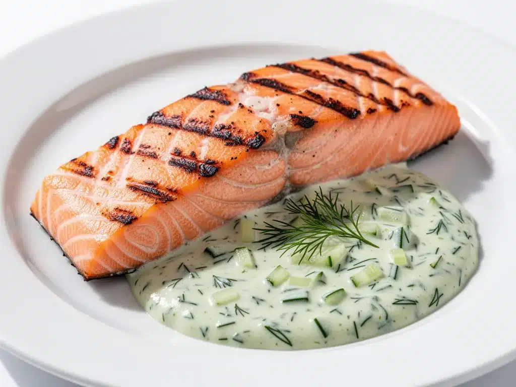 Diabetic-Friendly Grilled Salmon with Cucumber Dill Sauce 4 diabetic-friendly grilled salmon preparation steps