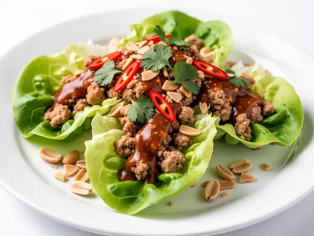 Low-Calorie Turkey Lettuce Wraps: 15-Min Easy Asian Peanut Sauce 4 low-calorie turkey lettuce wraps preparation steps