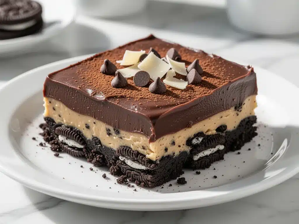 No-Bake Chocolate Peanut Butter Lasagna: 5-Ingredient Oreo Dessert 4 no-bake chocolate peanut butter lasagna preparation steps