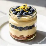 no-bake lemon blueberry cheesecake jars - featured image