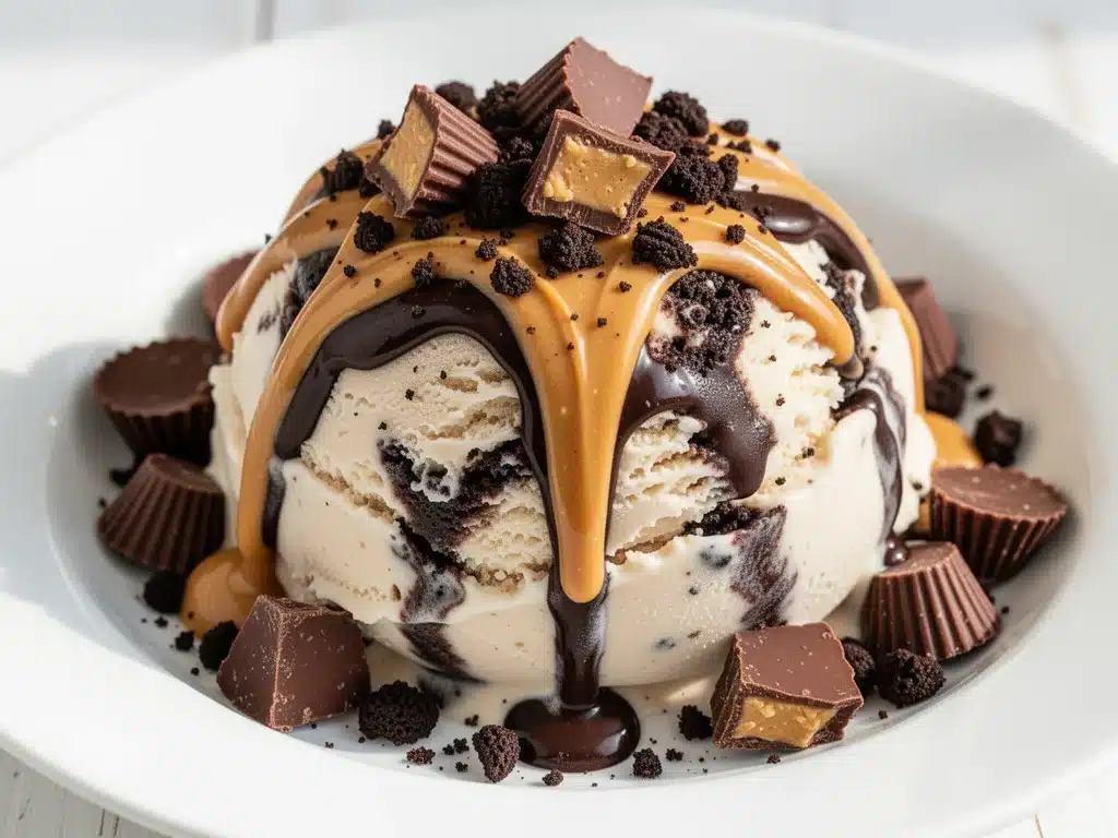 no-churn chocolate peanut butter cup ice cream - featured image