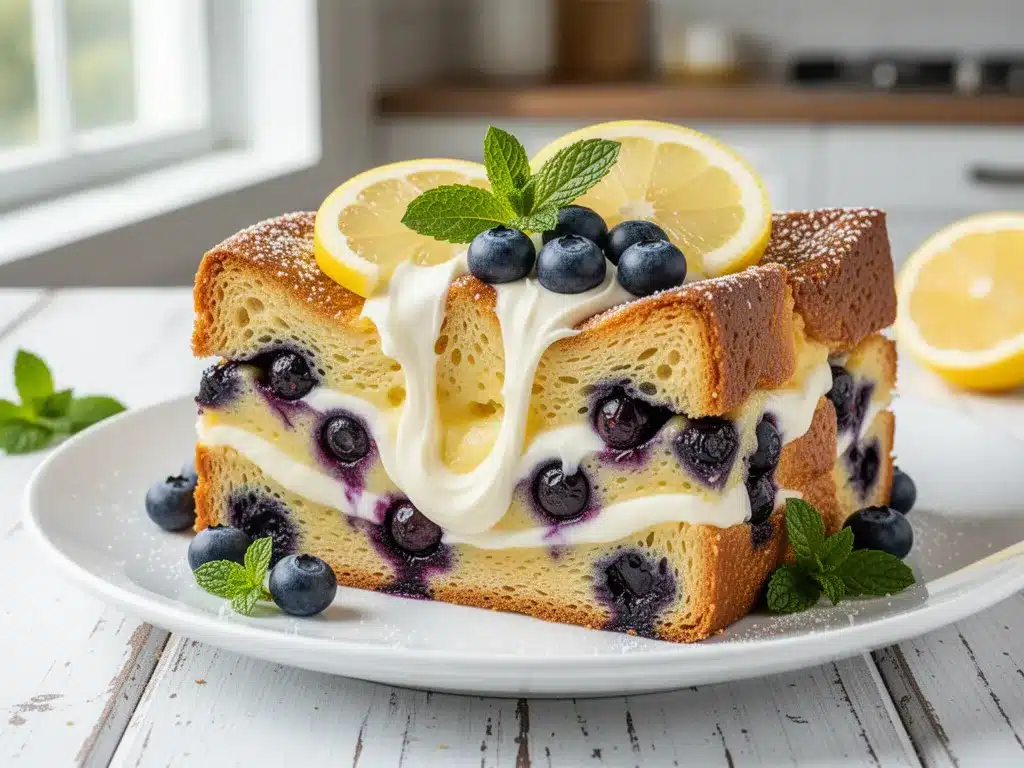 Overnight Blueberry Lemon French Toast Bake: Cream Cheese Swirl 4 Overnight Blueberry Lemon French Toast Bake preparation steps