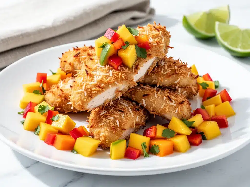 Paleo Coconut Crusted Chicken Tenders: 10 Min Easy Weeknight Meal 4 paleo coconut crusted chicken tenders preparation steps