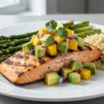paleo grilled salmon with mango avocado salsa - featured image